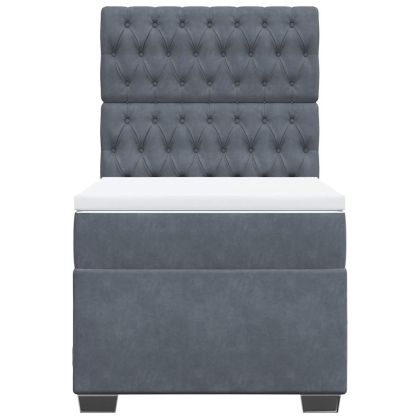 Боксспринг легло с матрак, тъмносиво, 90x200 см, кадифе