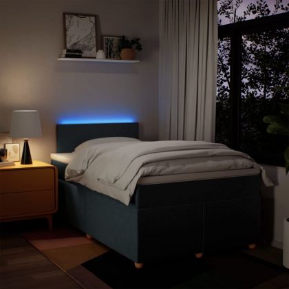 Боксспринг легло с матрак, синьо, 120x190 см, плат