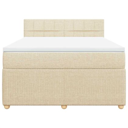 Боксспринг легло с матрак, кремаво, 140x190 см, плат