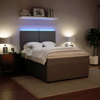 Боксспринг легло с матрак, светлосиво, 160x200 см, кадифе