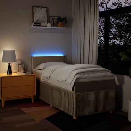 Боксспринг легло с матрак, кремава, 80x200 см, плат