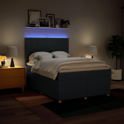 Боксспринг легло с матрак, синьо, 140x190 см, плат