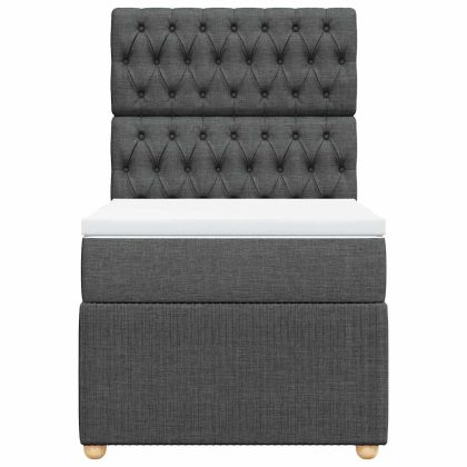 Боксспринг легло с матрак, тъмносив, 80x200 см, плат