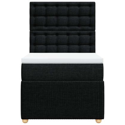 Боксспринг легло с матрак, черно, 90x200 см, плат