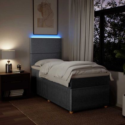 Боксспринг легло с матрак, светлосиво, 100x200 см, плат