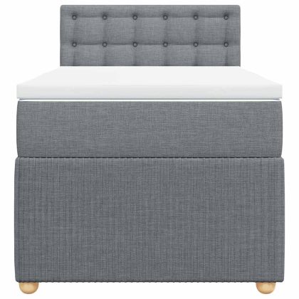 Боксспринг легло с матрак, светлосиво, 90x200 см, плат