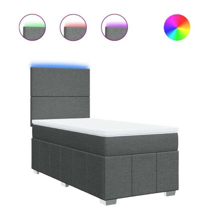 Боксспринг легло с матрак, тъмносив, 80x200 см, плат