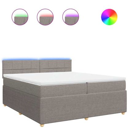 Боксспринг легло с матрак, таупе, 200x200 см, плат