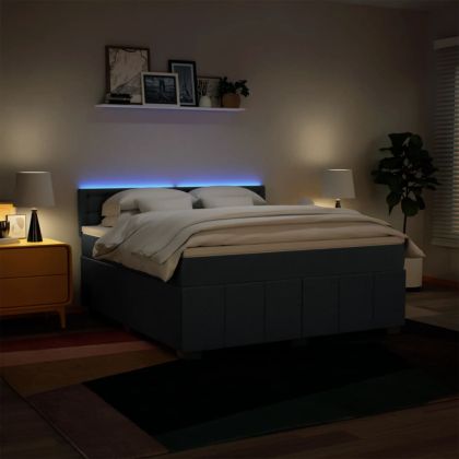 Боксспринг легло с матрак, синьо, 180x200 см, плат