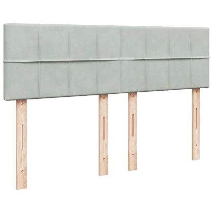 Боксспринг легло с матрак, светлосиво, 140x200 см, кадифе