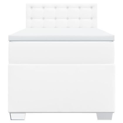 Боксспринг легло с матрак, бяло, 100x200 см, изкуствена кожа