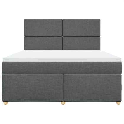 Боксспринг легло с матрак, тъмносиво, 180x200 см, плат