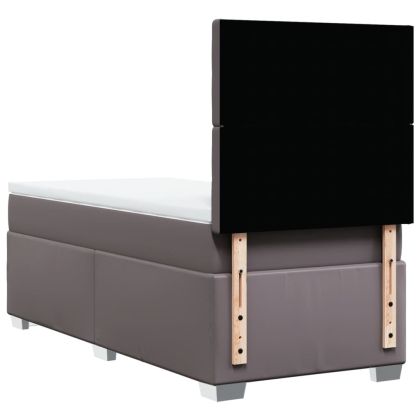 Боксспринг легло с матрак, сиво, 100x200 см, изкуствена кожа