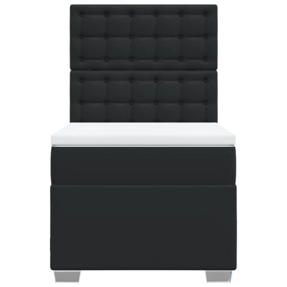 Боксспринг легло с матрак, черно, 90x200 см, изкуствена кожа