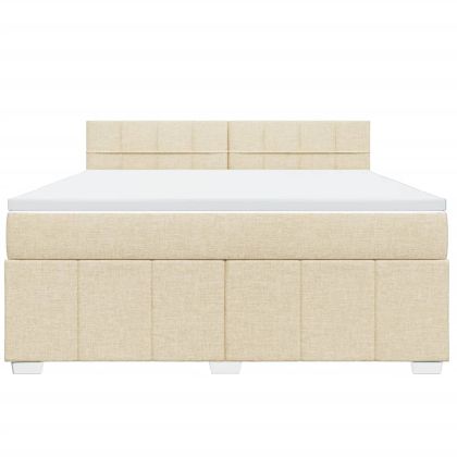 Боксспринг легло с матрак, кремава, 180x200 см, плат