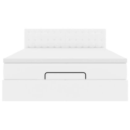 Османска легло с матраци&LED, бяло, 140x200 см, изкуствена кожа