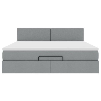 Османска легло с матрак и LED, светлосиво, 180x200 см, плат