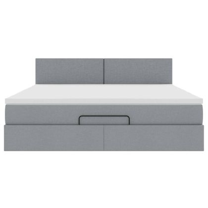 Османска легло с матрак и LED, светлосиво, 160x200 см, плат