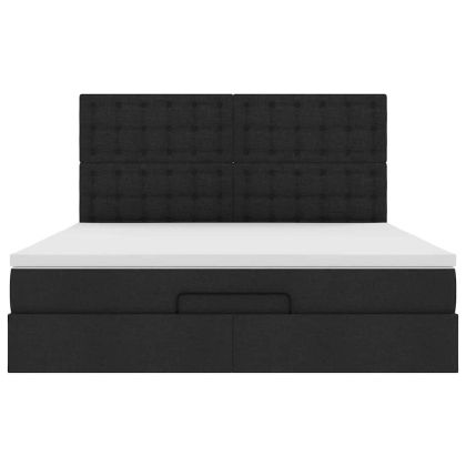 Османска легло с матрак и LED, черно, 160x200 см, плат