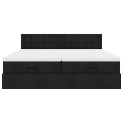 Османска легло с матрак и LED, черно, 200x200 см, плат