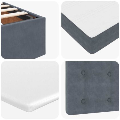 Османска легло с матраци и LED, тъмносиво, 160x200 см, кадифе