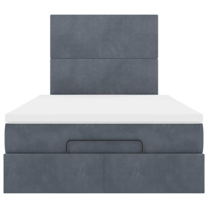 Османска легло с матраци и LED, тъмносиво, 120x200 см, кадифе