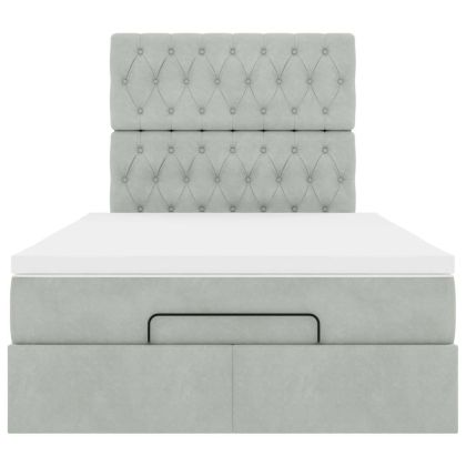Османска легло с матраци и LED, светлосиво, 120x200 см, кадифе