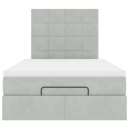 Османска легло с матраци и LED, светлосиво, 120x200 см, кадифе