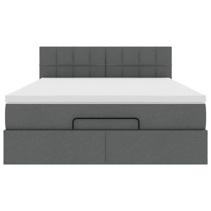 Османска легло с матрак и LED, тъмносиво, 140x190 см, плат