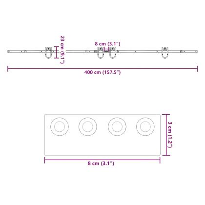 Комплект механизъм за плъзгаща врата, 400 см, стомана, черен