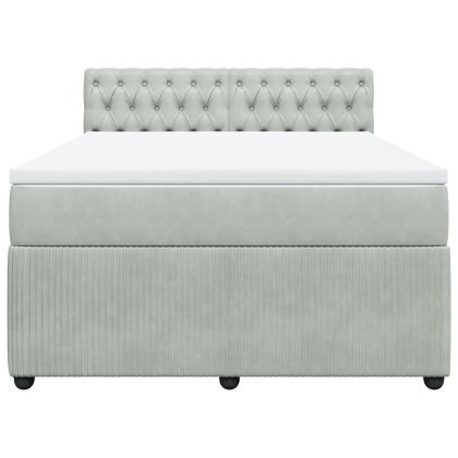 Боксспринг легло с матрак, светлосиво, 140x200 см, кадифе