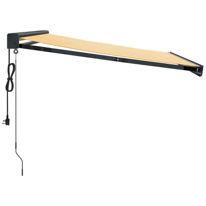 Прибираща се тента жълто и бяло 3x2,5 м плат и алуминий