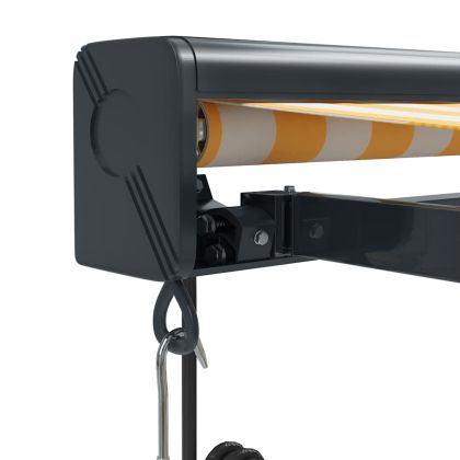 Прибираща се тента жълто и бяло 3x2,5 м плат и алуминий