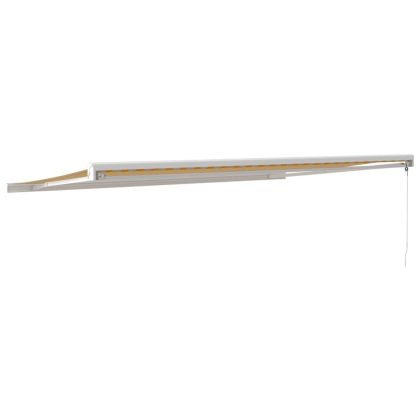 Прибираща се тента жълто и бяло 5x3 м плат и алуминий