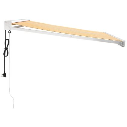 Прибираща се тента жълто и бяло 3x2,5 м плат и алуминий