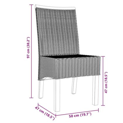 Трапезни столове, 2 бр, кафяви, естествен ратан