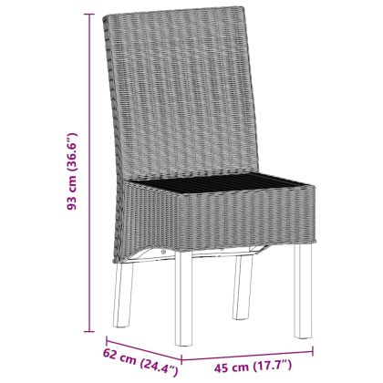 Трапезни столове, 2 бр, кафяви, естествен ратан