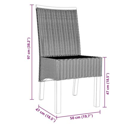Трапезни столове 2 бр кафяви естествен ратан