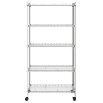 5-етажен стелаж за съхранение с колела 75x35x155 см хром 250 кг