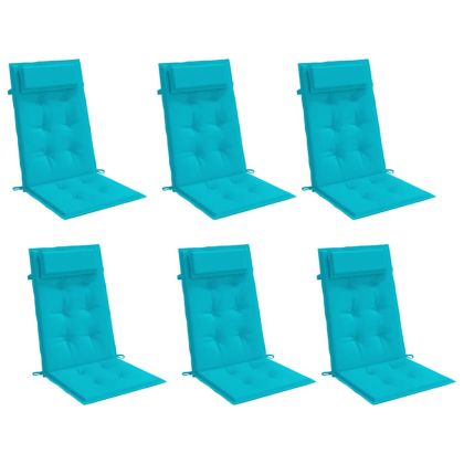 Възглавници за столове с облегалка 6 бр тюркоаз Оксфорд плат