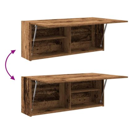 Стенен шкаф за баня, старо дърво, 100x25x40 см, инженерно дърво