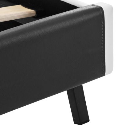 Рамка за легло с LED, сива, изкуствена кожа, 160x200 cм