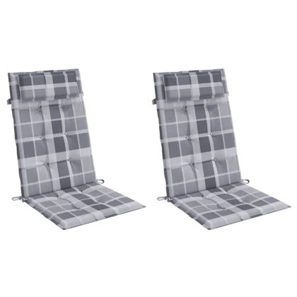 Възглавници за столове с облегалка 2 бр сиво каре Оксфорд плат