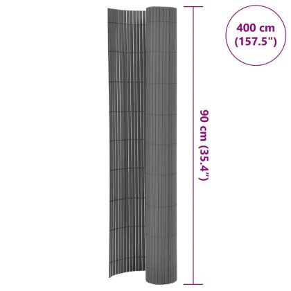 Двустранна градинска ограда, 90x400 см, сива