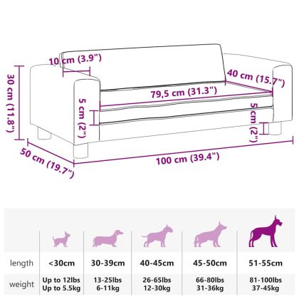 Кучешко легло с разширение синьо 100x50x30 см кадифе