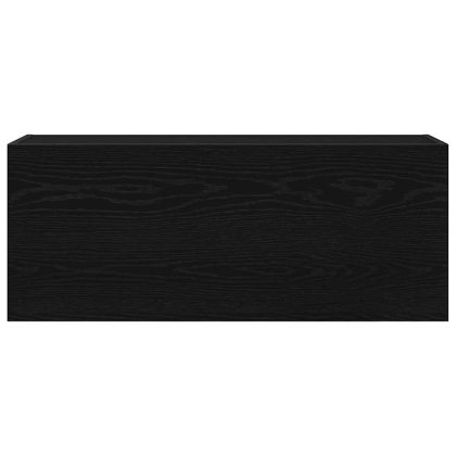 Стенен шкаф за баня, черни, 100x25x40 см, инженерно дърво