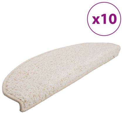 Изтривалки за стълби, 10 бр., 65x21x4 см, бели, полукръгли, големи