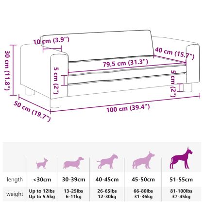 Кучешко легло с разширение сиво 100x50x30 см изкуствена кожа