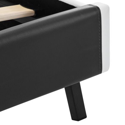 Рамка за легло с LED, сива, изкуствена кожа, 90x200 cм