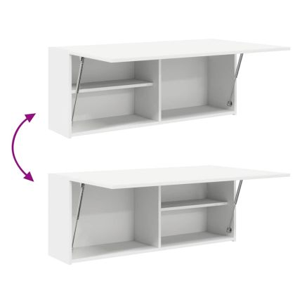 Стенен шкаф за баня, бял, 100x25x40 см, инженерно дърво